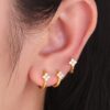 SHEIN 3pcs Dainty Tiny Huggie Hoop Earrings 14K Gold
