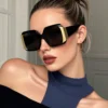 SHEIN Classic Black Rectangle Plastic Sunglasses