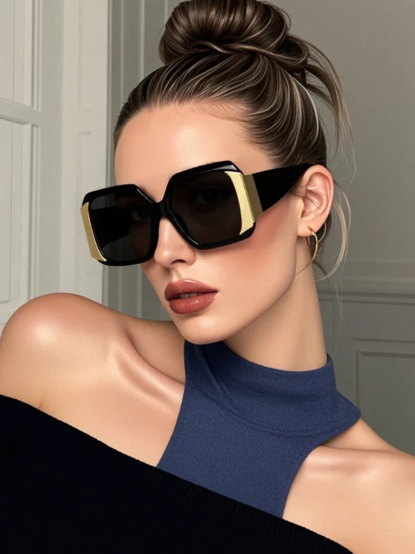 SHEIN Classic Black Rectangle Plastic Sunglasses