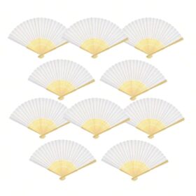 SHEIN 1-Piece Handmade Paper Folding Fan Bamboo Hand