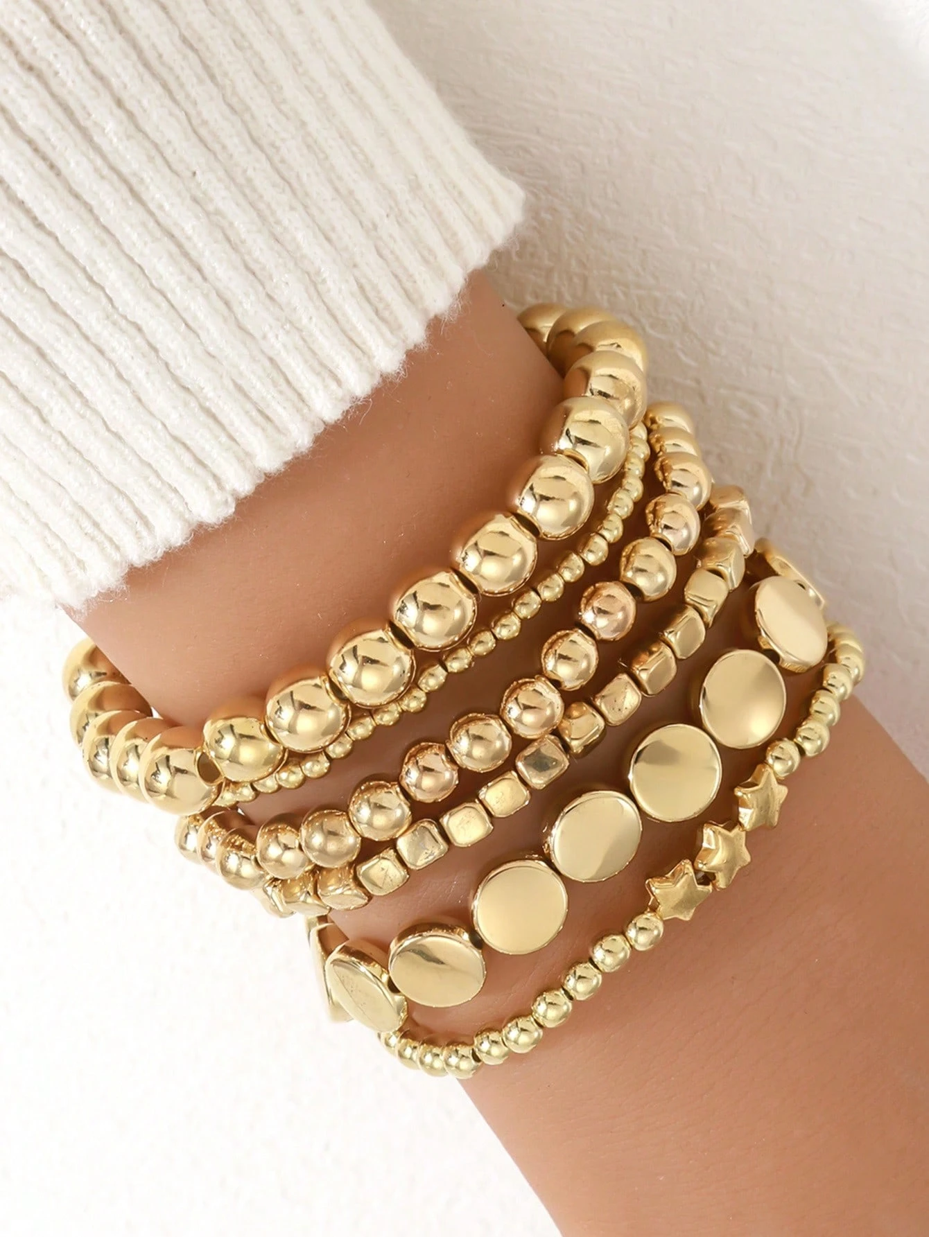 SHEIN 6pcs/Set Boho Style Beaded Bracelet Set