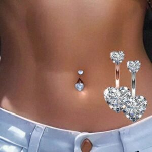 SHEIN 1PC Steel Belly Button Rings Crystal Piercing