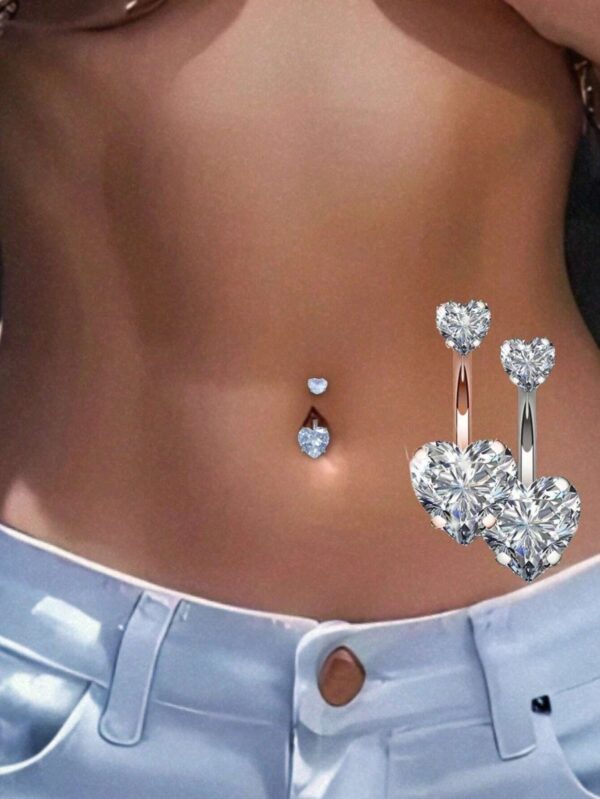 SHEIN 1PC Steel Belly Button Rings Crystal Piercing