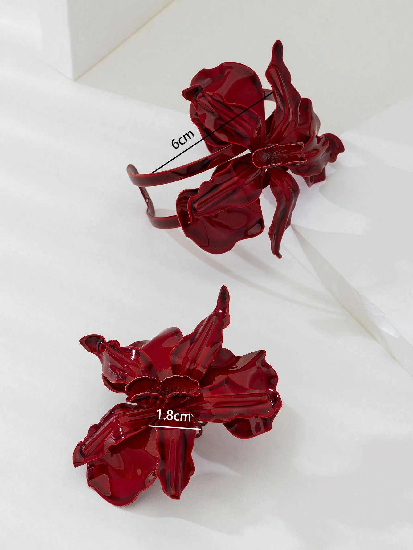 SHEIN Set Elegant Fashion Geometric Asymmetrical 3D Floral Bangle & Ring Jewelry Set