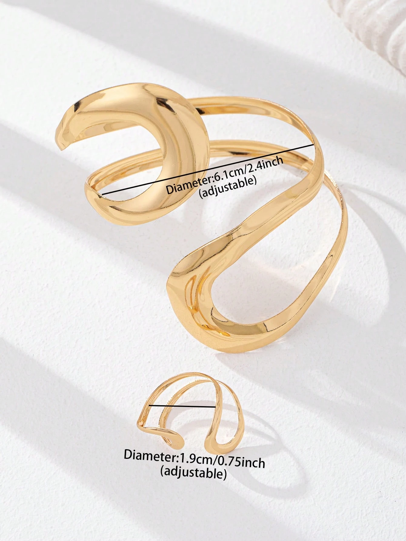 SHEIN Spiral Design Chunky Bracelet Ring Jewelry Set