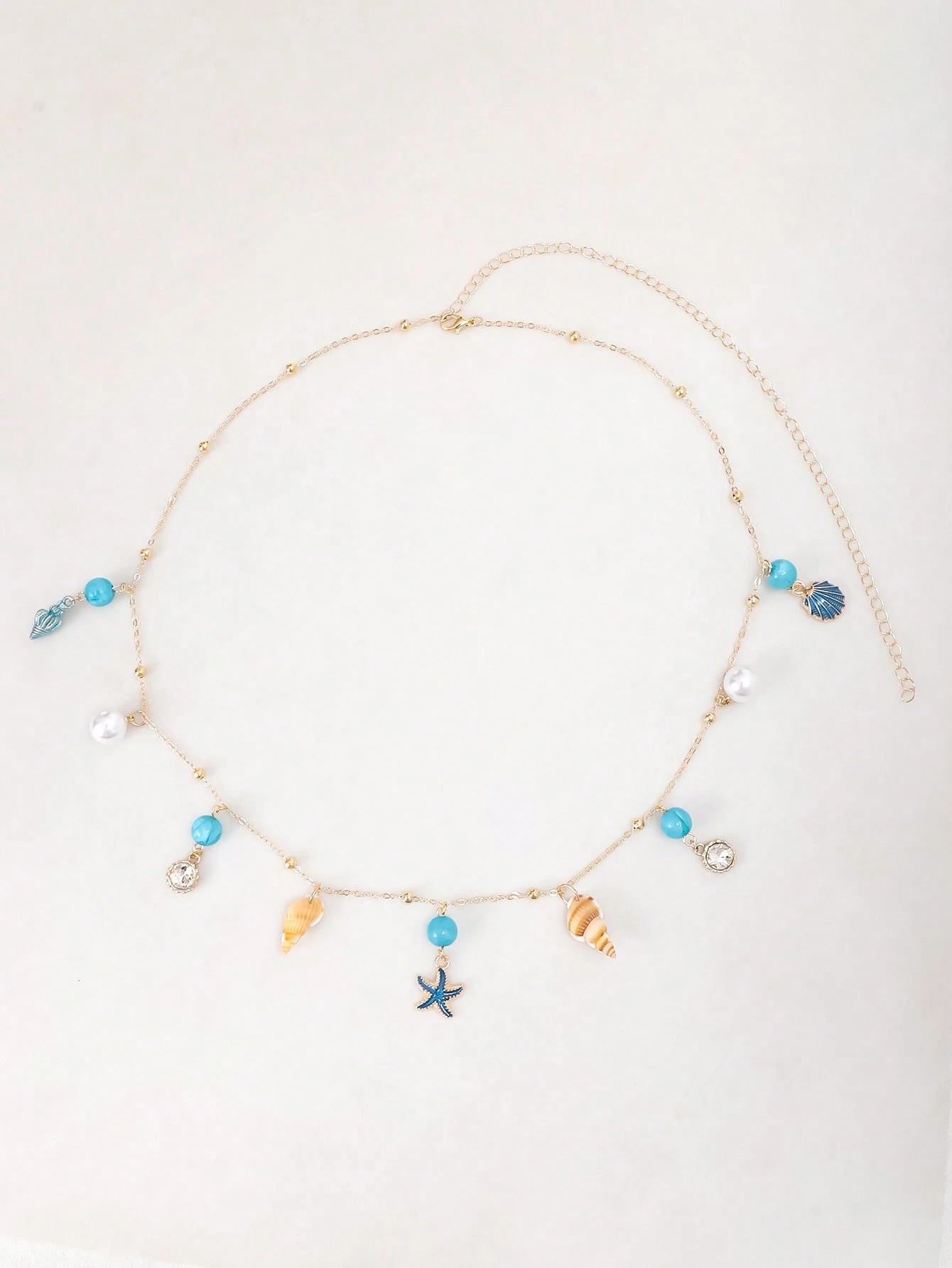 SHEIN Boho-Style Lovely Seashell, Starfish & Faux Pearl Gold-Tone Women Waist