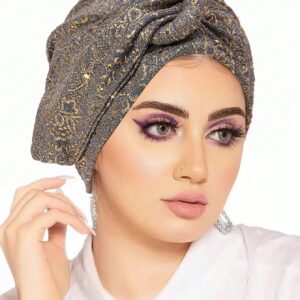 SHEIN European & American Style Women's Sequin Pleated Twist Headscarf Hat, Head Wrap Turban