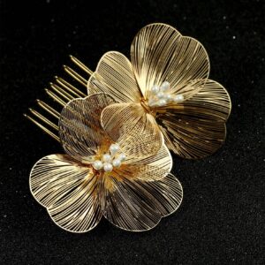 SHEIN Ladies' Handmade Hair Comb With Gold Bowknot