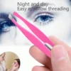 SHEIN 1 PC Eyelashes And Eyebrow Tweezers Stainless Steel #Pink