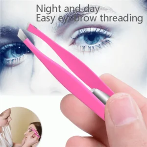SHEIN 1 PC Eyelashes And Eyebrow Tweezers Stainless Steel #Pink