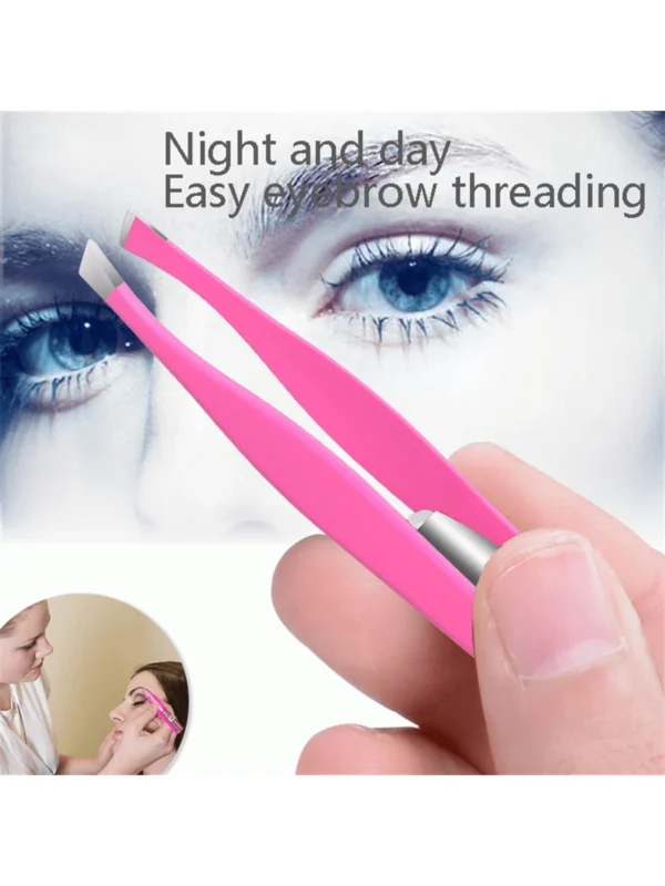 SHEIN 1 PC Eyelashes And Eyebrow Tweezers Stainless Steel #Pink