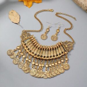 SHEIN 1pc Necklace And 2pcs Earrings Set Vintage Texture