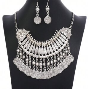 SHEIN 1pc Necklace And 2pcs Earrings Set Vintage