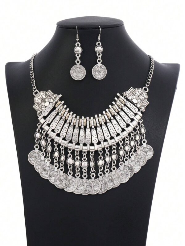 SHEIN 1pc Necklace And 2pcs Earrings Set Vintage