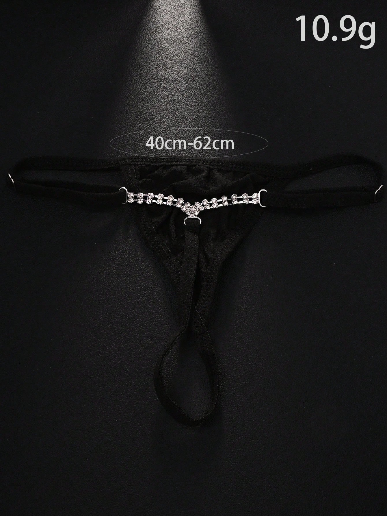 SHEIN Sexy Lingerie Chain Silver Black Elastic Briefs With Simple Crystal Chain Thong Panty