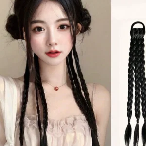 SHEIN 1pc Women's Black Synthetic Hair Braid Ponytail Extension