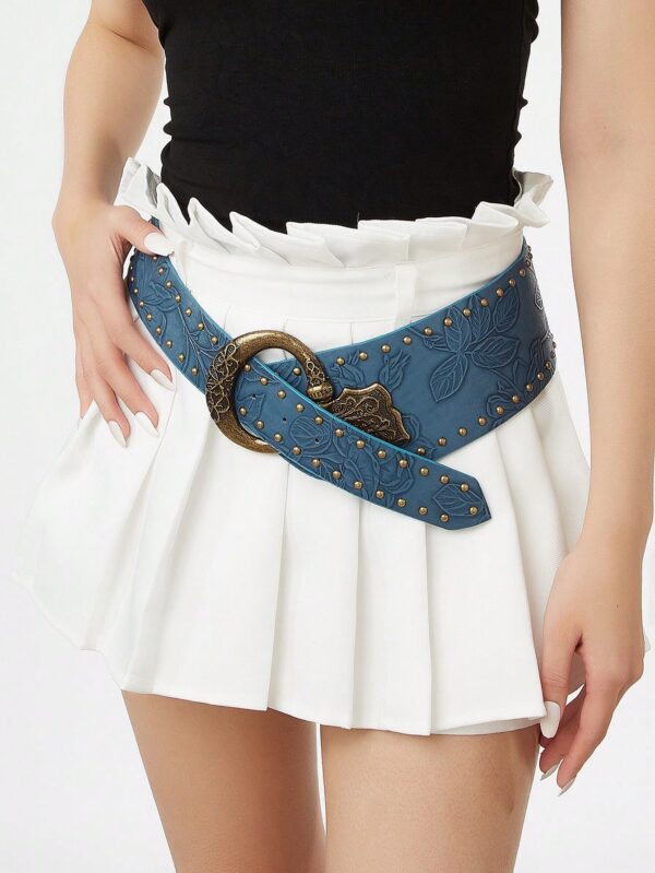 SHEIN Retro Rivet Printed Casual Western Style Belt