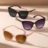 SHEIN 3pcs Women Cat Eye Plastic Frame Elegant Portable Black Tawny Glasses