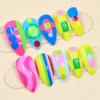 SHEIN 24PCS Y2K Cute Sport Colorful Geometric Patterns Almond Fake False Nails
