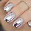 SHEIN Magic Silver Metallic Fake Nails