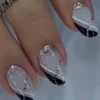 SHEIN Chic Black & White French Tip Press-On Nails