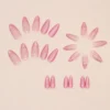 SHEIN 24pcs French Style Pink Cat Eye & Small Flower Design Artificial Nails