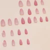 SHEIN 24pcs French Style Pink Cat Eye & Small Flower Design Artificial Nails