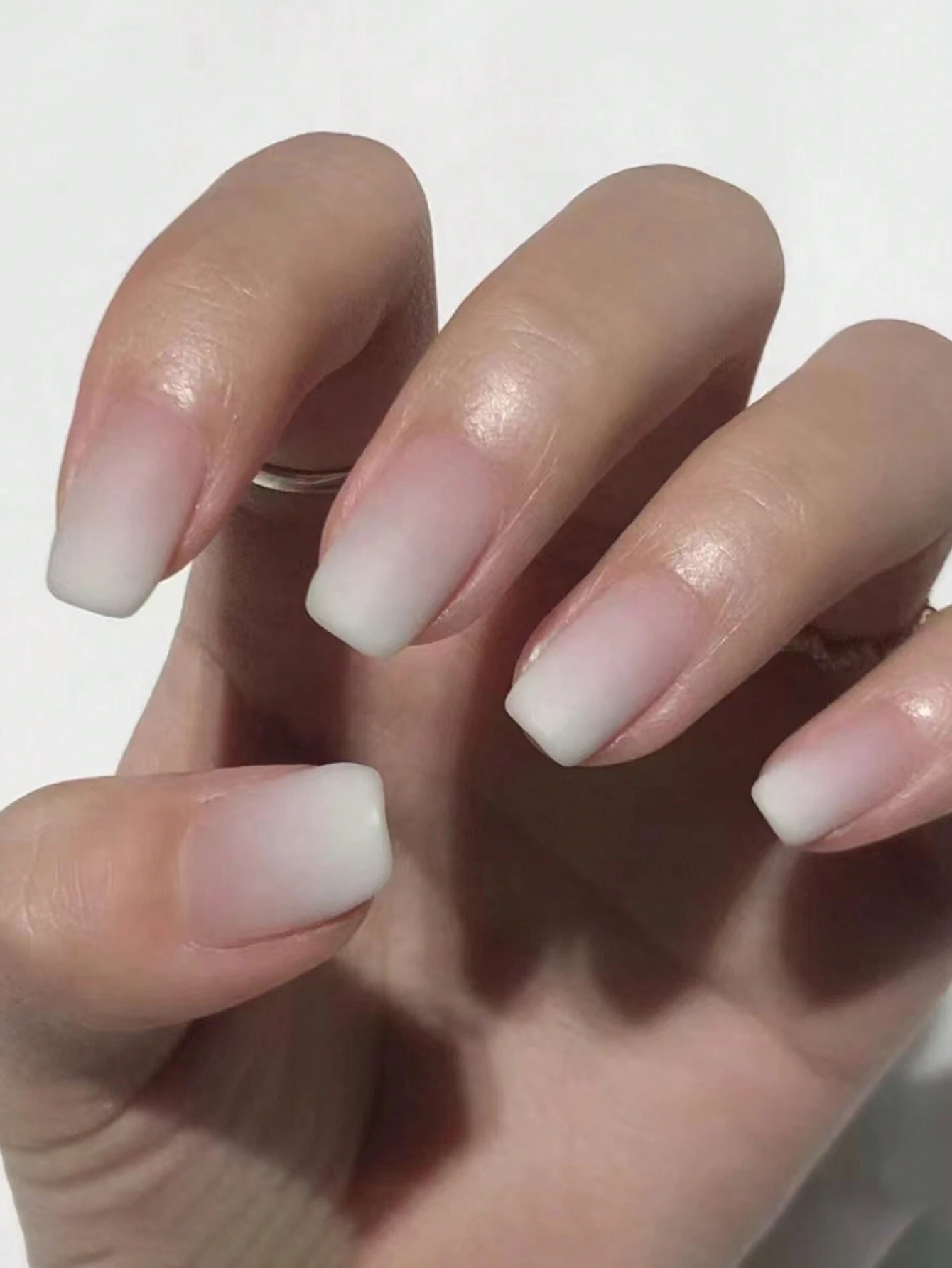 SHEIN 24pcs Short Square Milky Pink Gradient Matte False Nails