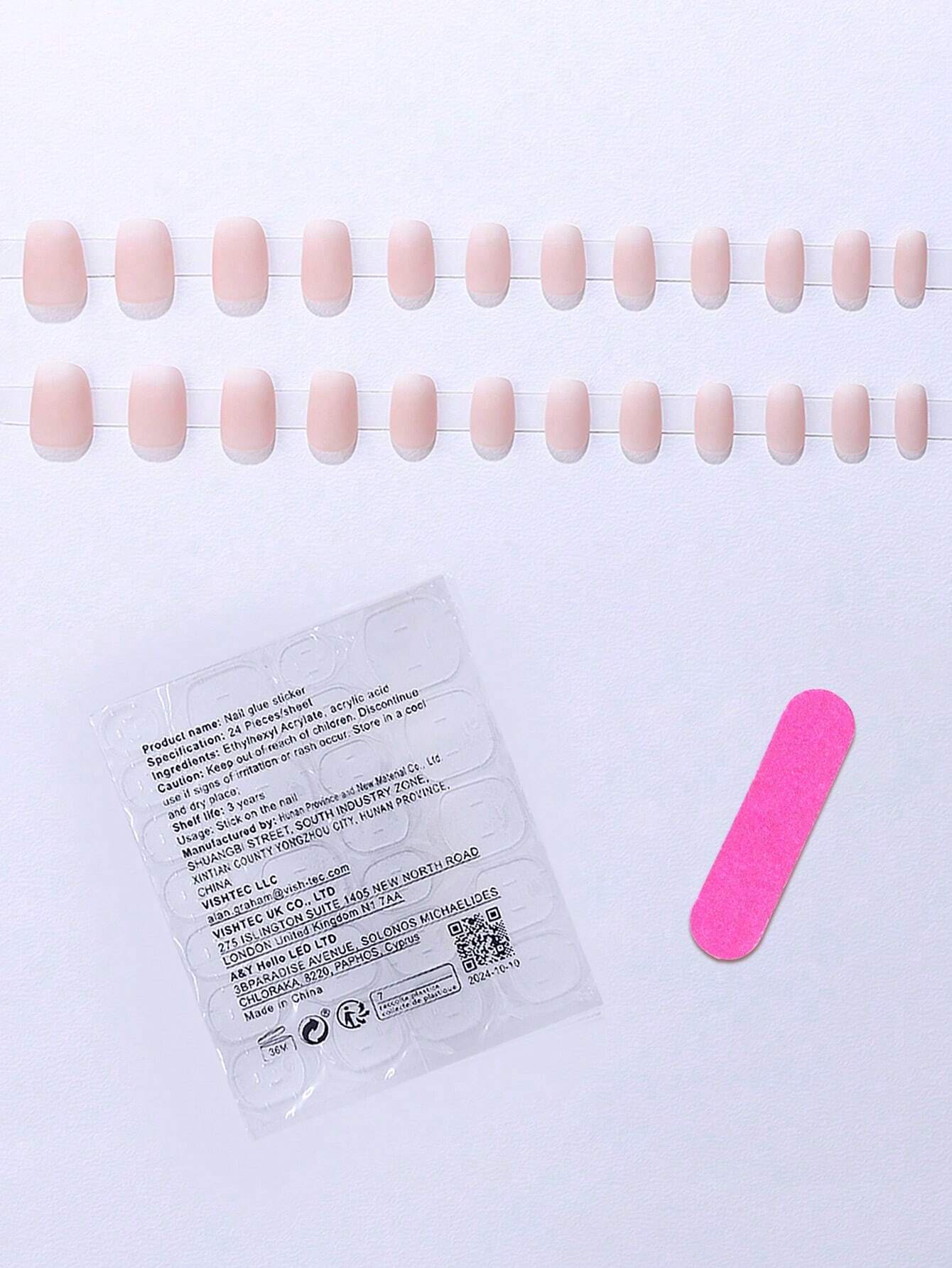 SHEIN 24pcs Short Square Milky Pink Gradient Matte False Nails