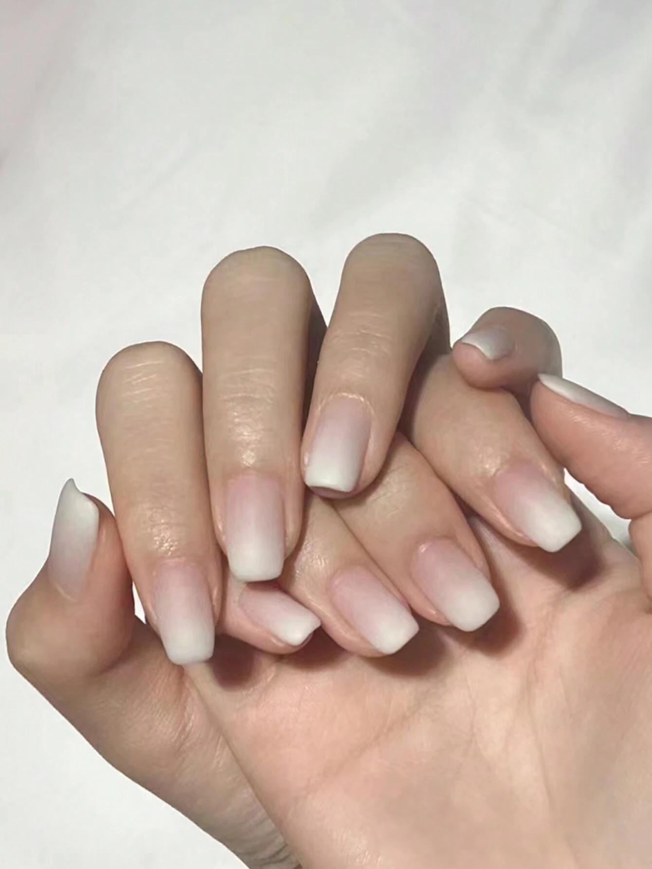 SHEIN 24pcs Short Square Milky Pink Gradient Matte False Nails