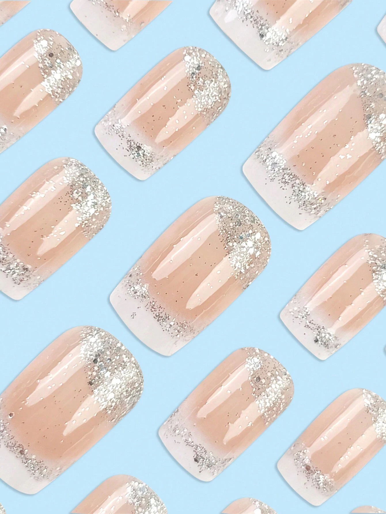 SHEIN Short Square Stylish French Shiny Finish False Nail