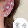 SHEIN 2PCS Sparkling Zirconia Decor Magnetic Clip On Earrings