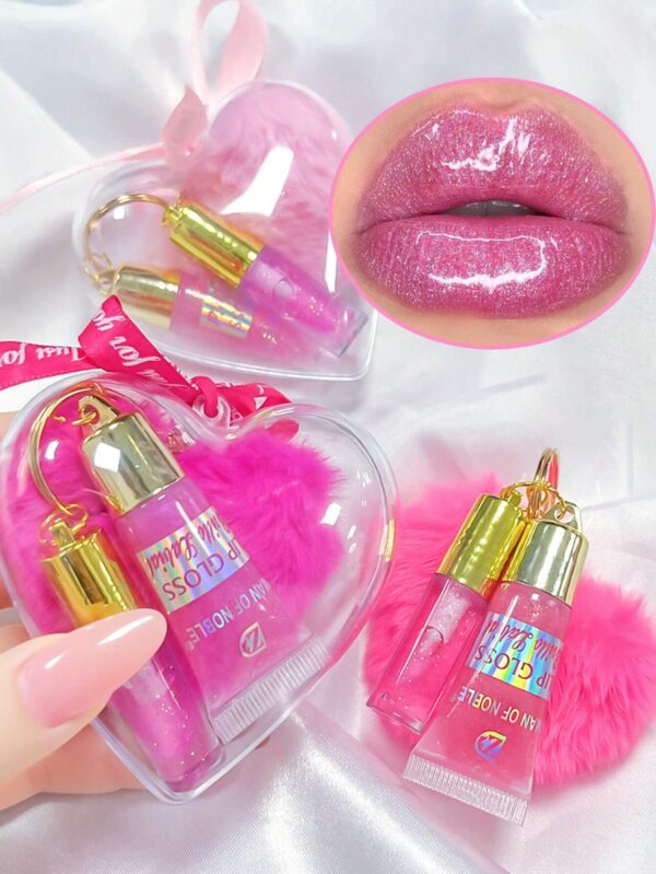 SHEIN Random Shippment Of Heart Shape Gift 2pcs Mini Lipgloss Set Portable Lip Gloss Lip Oil
