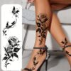 SHEIN 2pcs Black Flower & Butterfly Temporary Tattoo