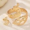 SHEIN 2pcs Fashionable Personalized Exaggerated Peacock Bracelet & Ring Set