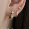 SHEIN 3PCS/Set Stainless Steel Crystal Snake Stackable Earring