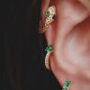 shein 3pcs Rhinestone Decor Snake Design Hoop Earring