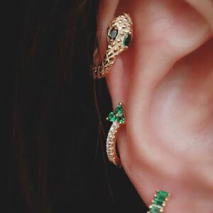 shein 3pcs Rhinestone Decor Snake Design Hoop Earring