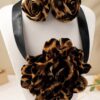 SHEIN 3pcs/Set Elegant & Charming Leopard Print Rose Flower Earrings Necklace