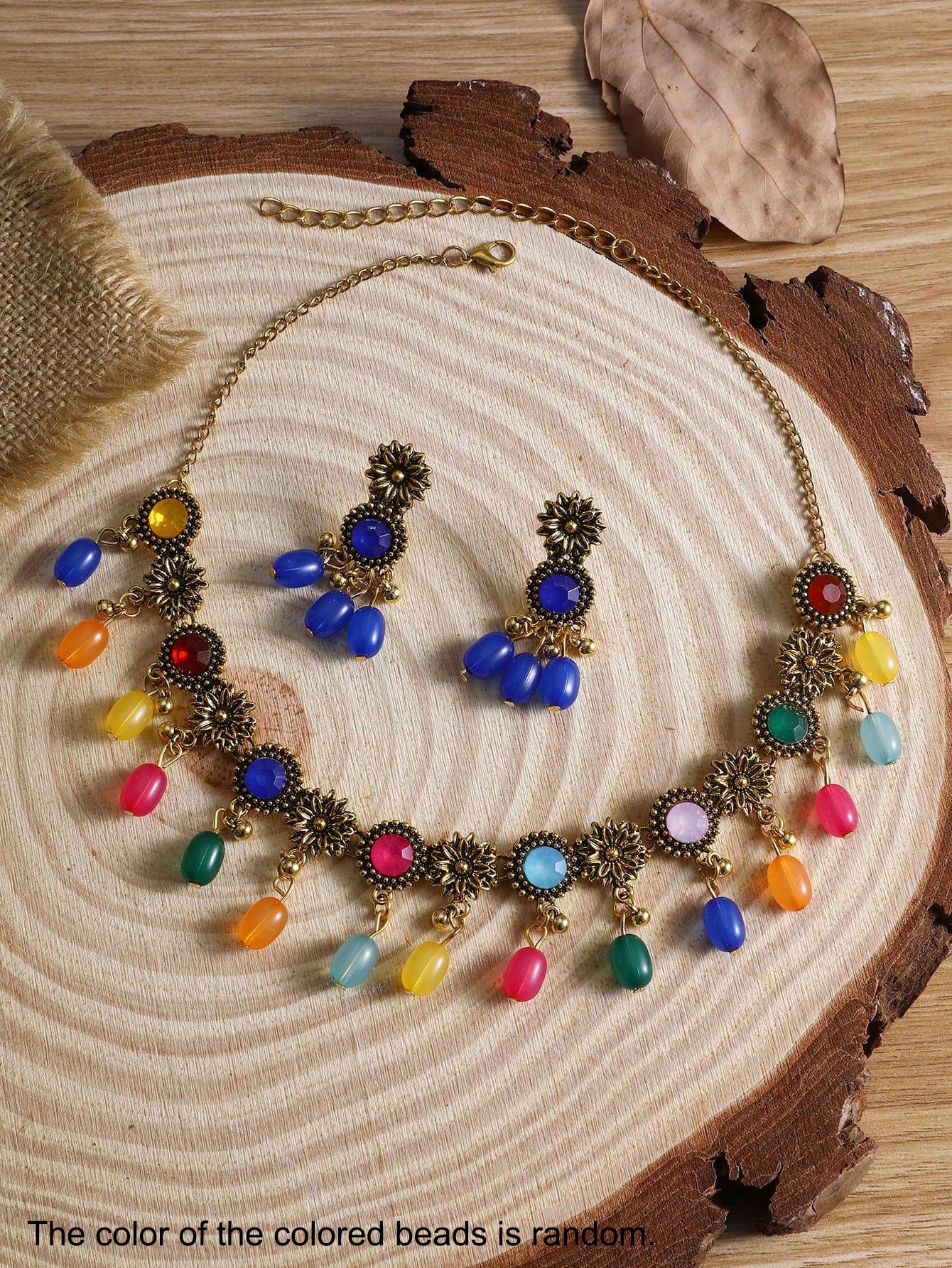 SHEIN 3pcs Women Fashion Exquisite Luxury Colorful Oval Pearl Pendant Necklace Earrings