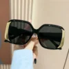SHEIN Classic Black Rectangle Plastic Sunglasses