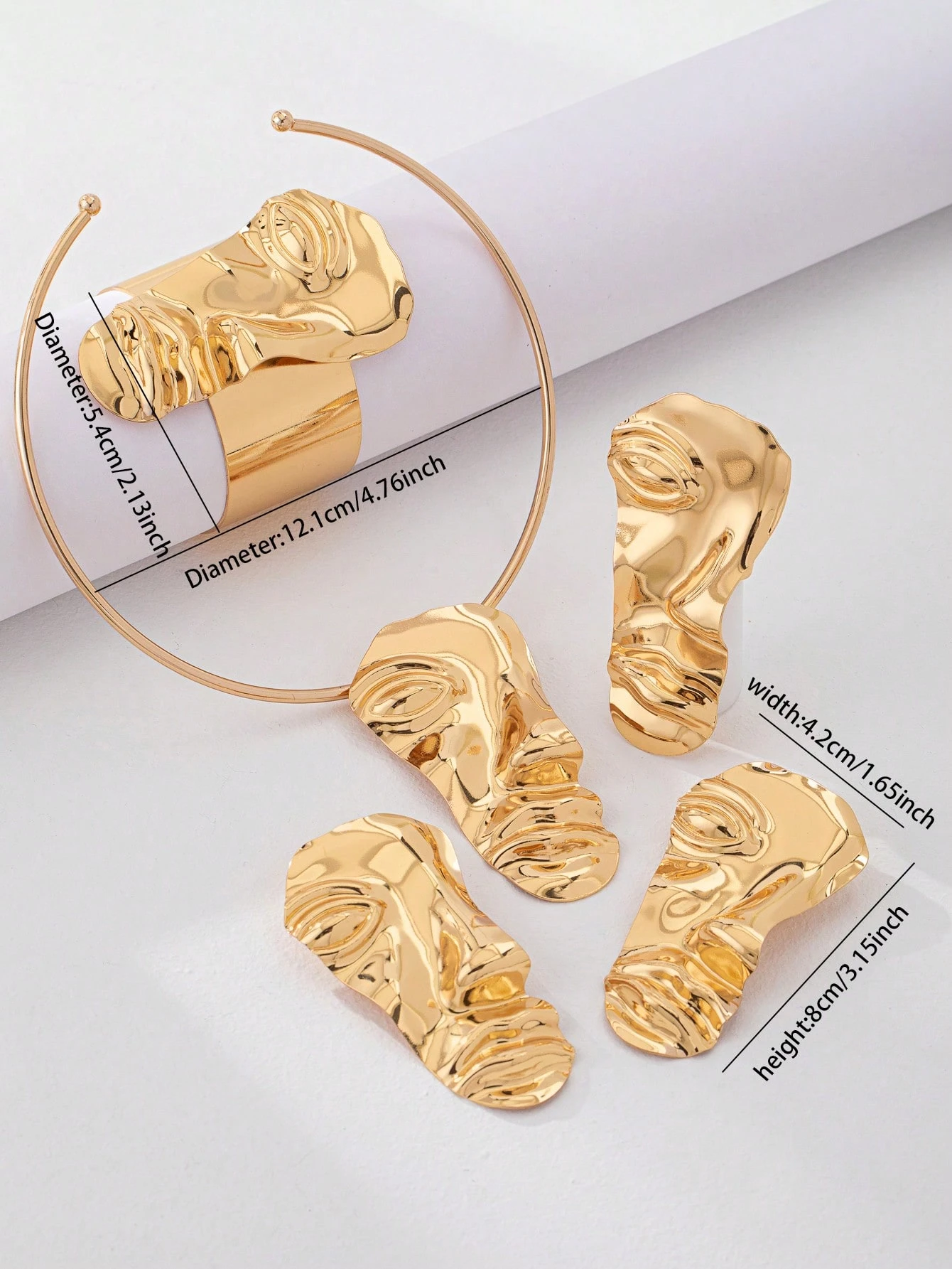 SHEIN 5 Pcs Abstract Art Sculpture Face Mask Design Jewelry Set