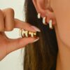SHEIN Elegant Zirconia Hoop Earrings Set, Stainless Steel