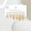 SHEIN Elegant Zirconia Hoop Earrings Set, Stainless Steel