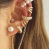 SHEIN Pearl Earcuffs Without Piercing, New Fashion Long Elegant Ear Clip Earrings