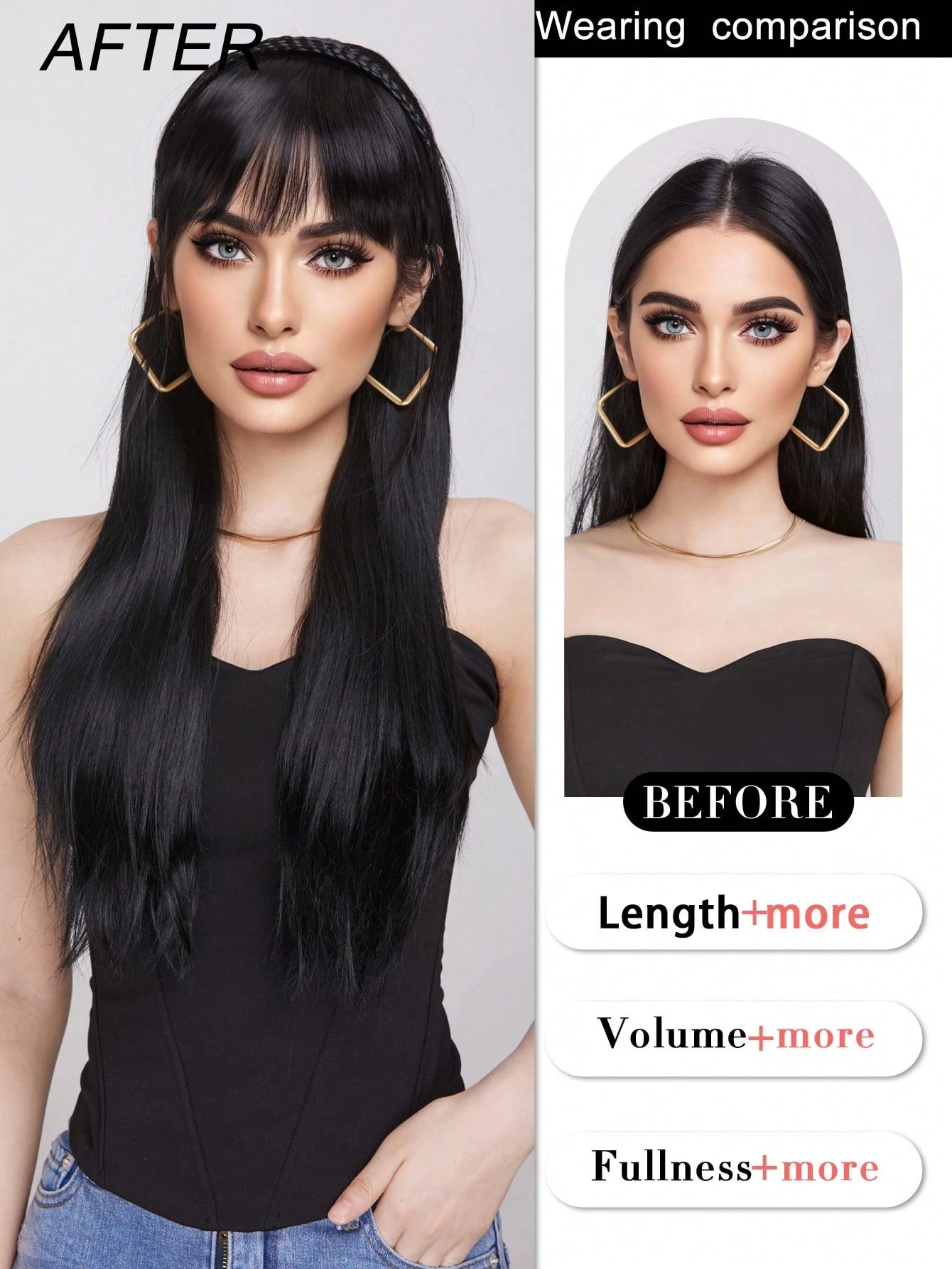 SHEIN A black brown wig and headband