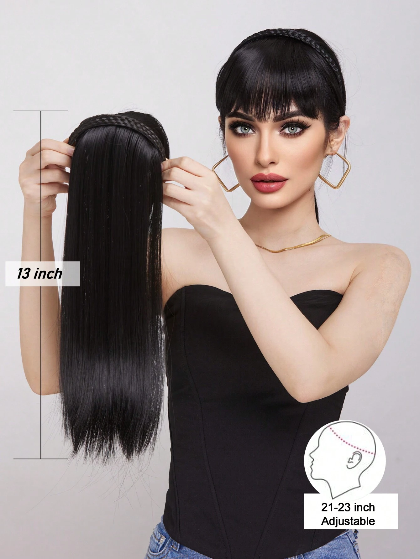 SHEIN A black brown wig and headband