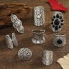 SHEIN Elegant 8 Pieces Vintage Black Agate Ring Set