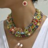 SHEIN Faux Crystal & Turquoise Weaved Necklace