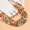 SHEIN Faux Crystal & Turquoise Weaved Necklace